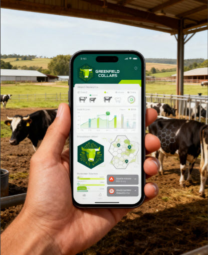 Greenfield Collars smartphone app showing herd health monitoring